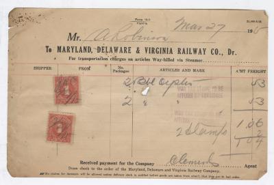 Abraham Robinson shipping bill, 1915 March 27