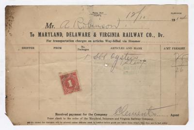 Abraham Robinson shipping bill, 1914 December 10