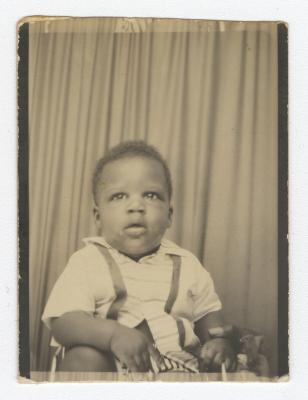 A young child in a chair