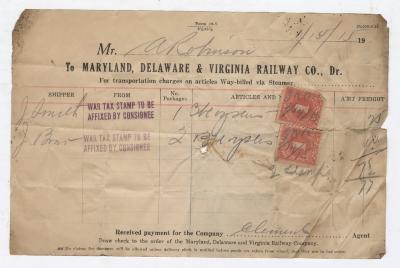 Abraham Robinson shipping bill, 1915 January 15