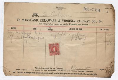 Abraham Robinson shipping bill, 1914 December 3