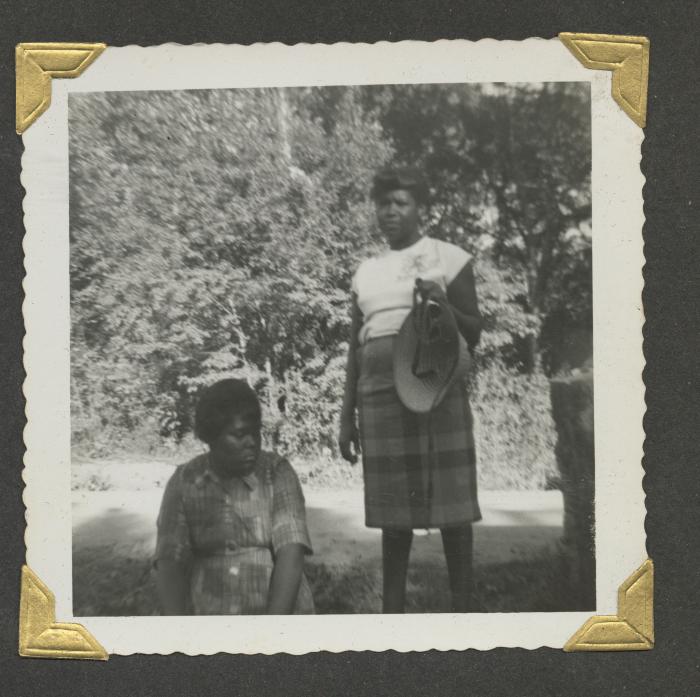 Two women in plaid