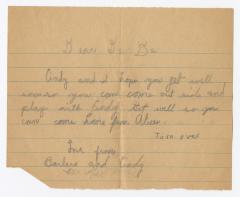 Letter and poem addressed to De De from Barbra and Cindy.