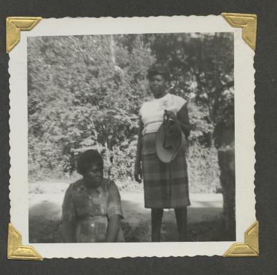 Two women in plaid