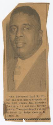 Newspaper cutting of Reverend Paul R. Hilton