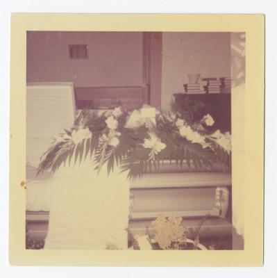 White flowers on a casket