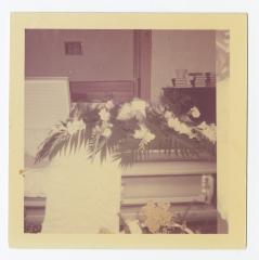 White flowers on a casket