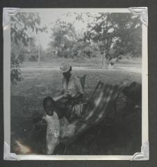 Two adults and a child outside