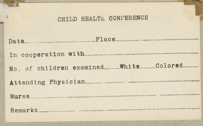 Blank Child Heath Conference information card