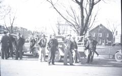 Crowd watching the recover of a wagon accident on High Street, Chestertown, MD