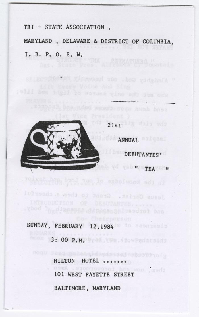 Program for "21st Annual Debutantes' Tea"