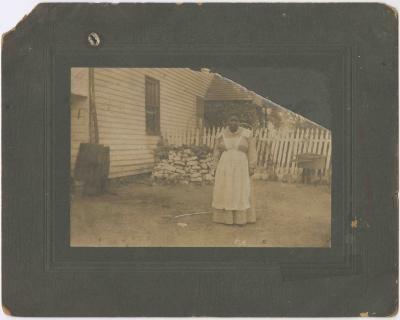 African American woman in yard