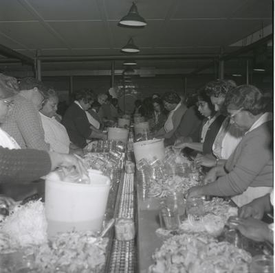 Women working on the packing line at the Vita Foods plant.