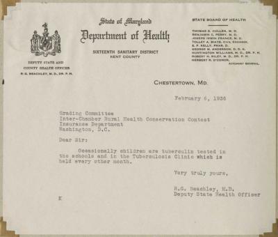 Tuberculosis in schools letter