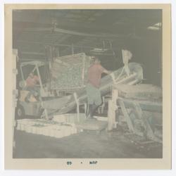 James "Jimmy" Sampson on the left is dumping pickles with the help of another worker.