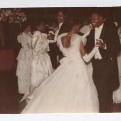 Monique Saunders dancing with her father James Saunders