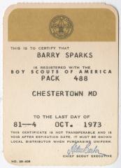 Barry Sparks Boy Scout registration
