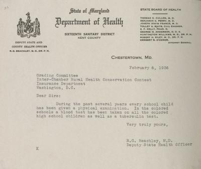 Letter regarding health test for children