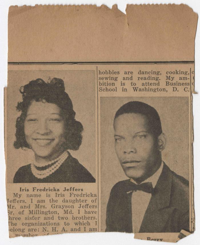 Iris Frericka Jeffers and another man in the newspaper
