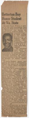 Kendall Frank Wilson - "Betterton Boy Honor Student At Va. State"