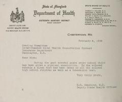 Letter regarding health test for children