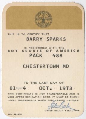 Barry Sparks Boy Scout registration