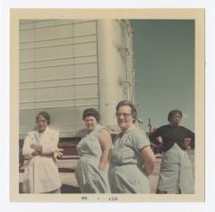 Vita Food workers waiting in line for the annual Chicken Barbecue