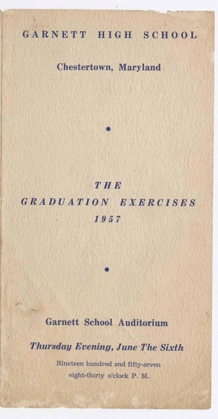 Garnett High School graduation program, 1957