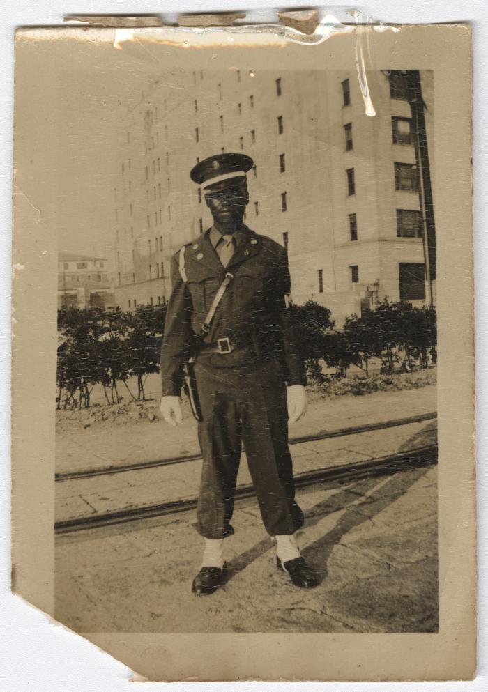 A police officer standing outside 