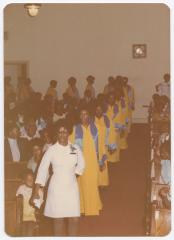 Choir walking down the church aisle postcard