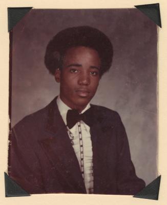 Young man in black tuxedo