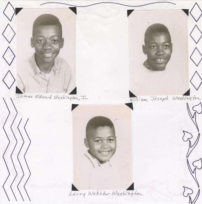 Scrapbook page - James, William, and Larry Washington