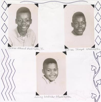 Scrapbook page - James, William, and Larry Washington