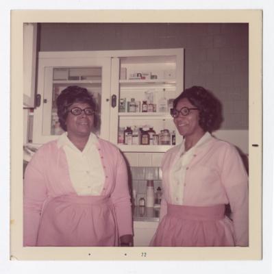 Loretta Sampson Butler (left) and Geraldine Brooks Fenwick at Vita Foods 