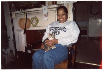 Sharon Isaacs holding a cat