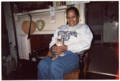 Sharon Isaacs holding a cat