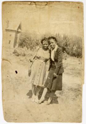 Photograph of two women outside