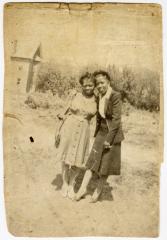 Photograph of two women outside
