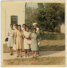 Ladies in front of a church