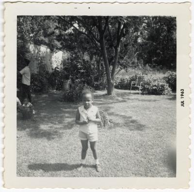 Terra Deaton in her backyard