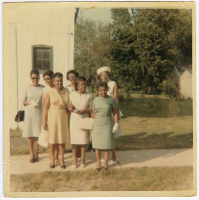 Ladies in front of a church