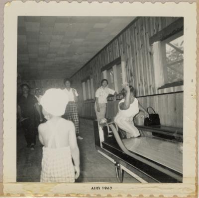 Fannie Wilson bowling with friends