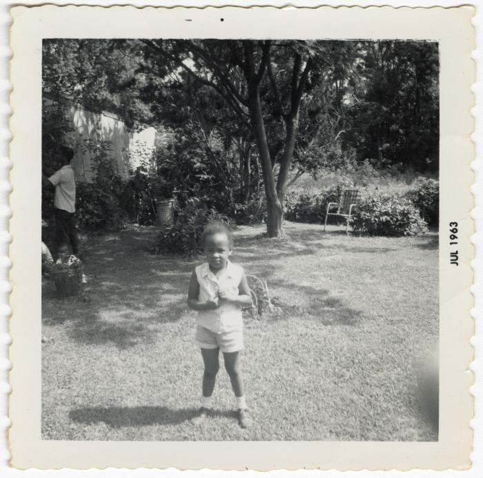 Terra Deaton in her backyard