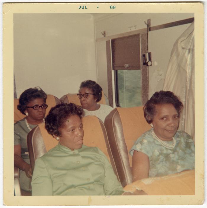Women traveling on a bus