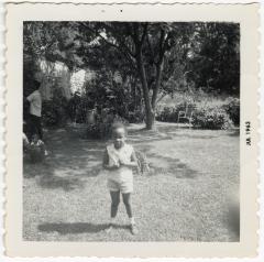 Terra Deaton in her backyard