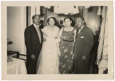 James and Gertrude Manuel with weddings guests