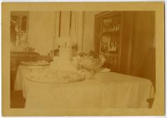 Reception table and wedding cake