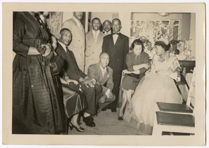 James and Gertrude Manuel with wedding guests