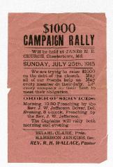 Flier for Janes M.E. Church's fundraising campaign