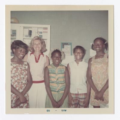 Vanessa Somex, Mrs. Taseh, Renee Cann, Sharon Elias, and Donna Thompson in the VITA Foods first aid room